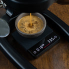 Flair Espresso Scale with espresso being brewed into it showing the time and total yield.